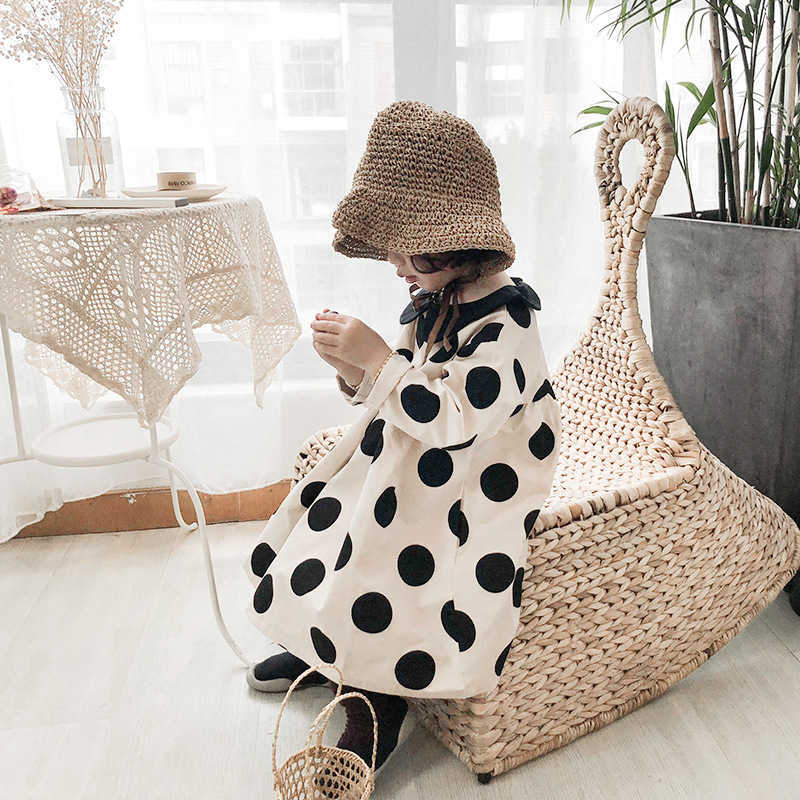 Lovely Girl Polka Dots Fall Dress for Toddler Cotton Casual Blouse Girls Christmas Outfit Clothing Baby Birthday 210529