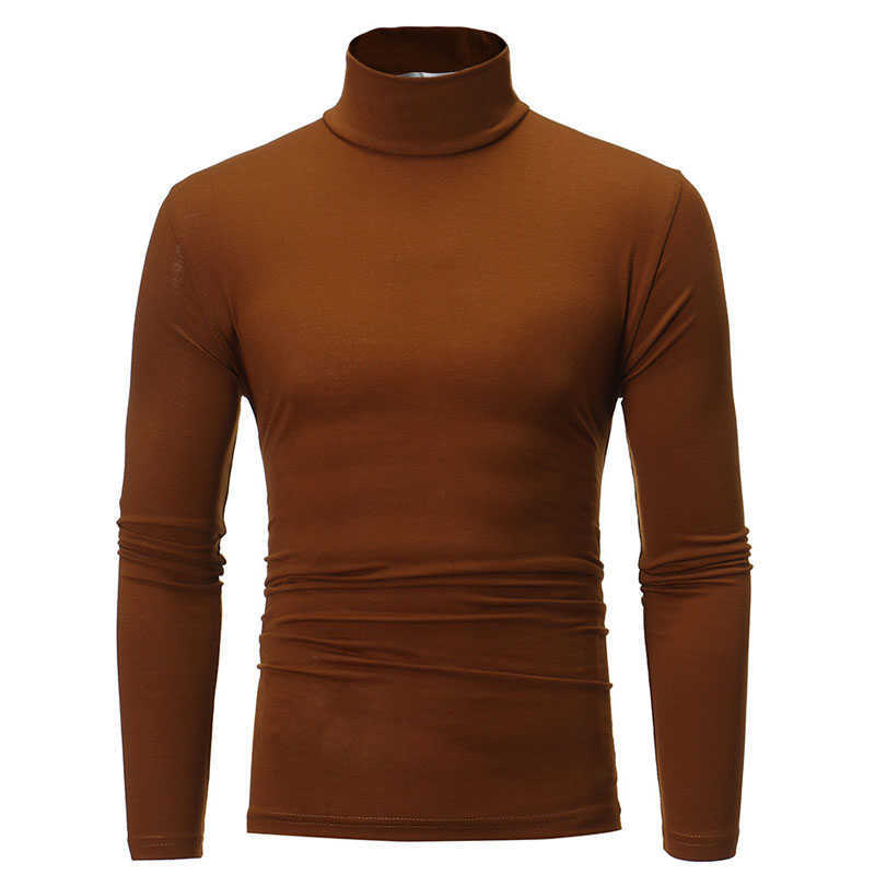 turtleneck for men Solid color slim elastic thin pullover men Spring Autumn turtleneck men sweater knitting 210929