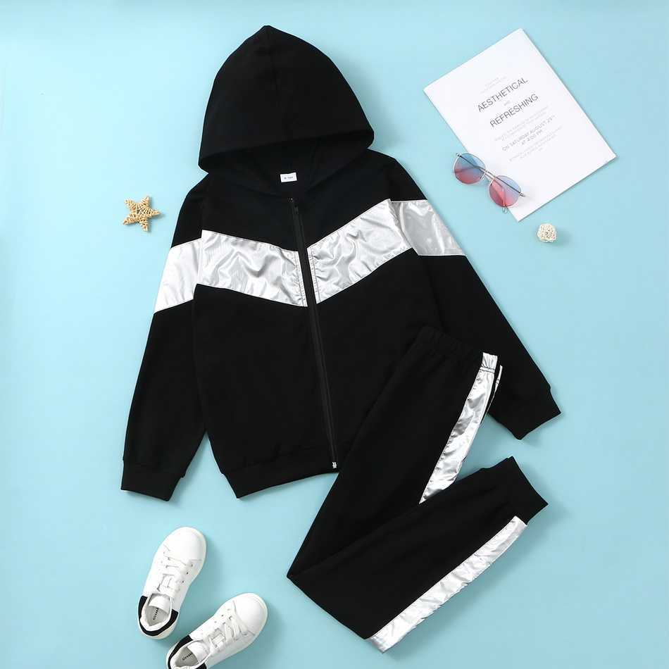 Arrival Spring and Autumn Trendy Kid Boy Coat Sweatpants Patchwork Set 2pcs Pants suit Sports Suits 210528
