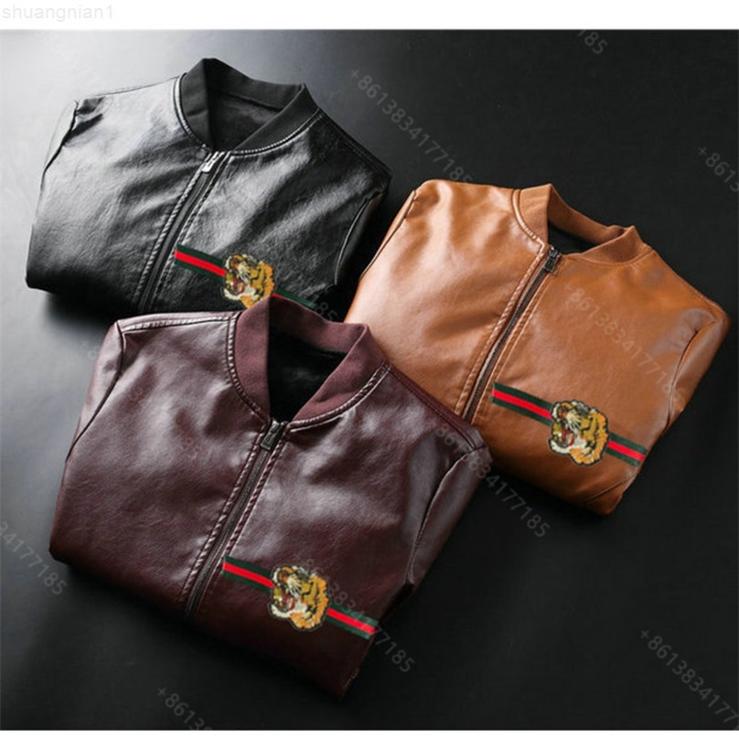 Designer men's leather jacket winter leather jacket coats round neck tiger head embroidery men's jacket 20 colors plus size M-XXXL designer clothes wholesale c2, 19
Designer men's leather jacket winter leather jacket coats round neck tiger head embroidery men's jacket 20 colors plus size M-XXXL designer clothes wholesale c2, 19