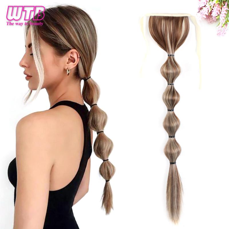 Synthetic Wigs WTB Long Silky Straight Drawstring Ponytail Hairpieces For Women Clip In Hair Tail False 80cm