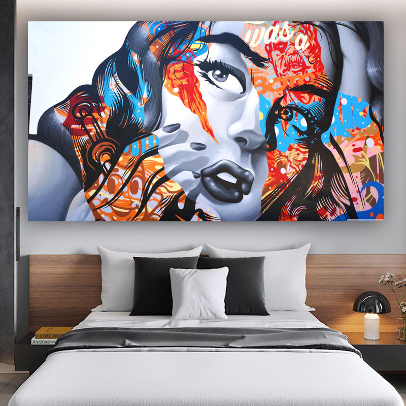 Modern Wall Art Graffiti Woman Colorful Girl Oil Painting Poster Print Portrait On Canvas For Living Room Home Decor No Frame