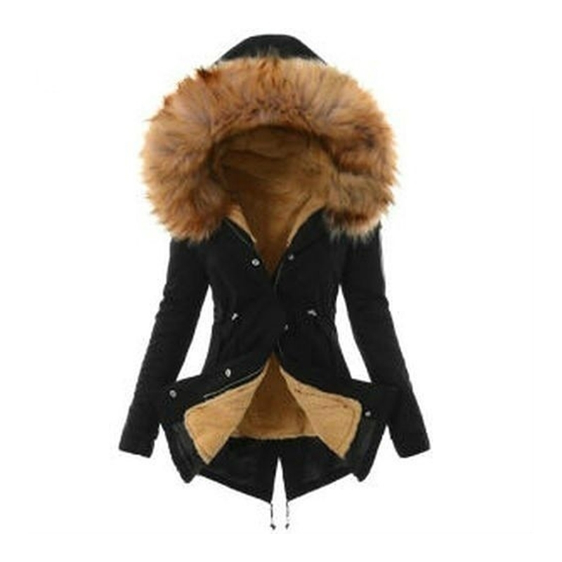Winter Coat Women Solid hoodies Slim Fit Jackets Warm Plush Zipper Fur Hooded Outwear Female Jacket Chaqueta Mujer 201019