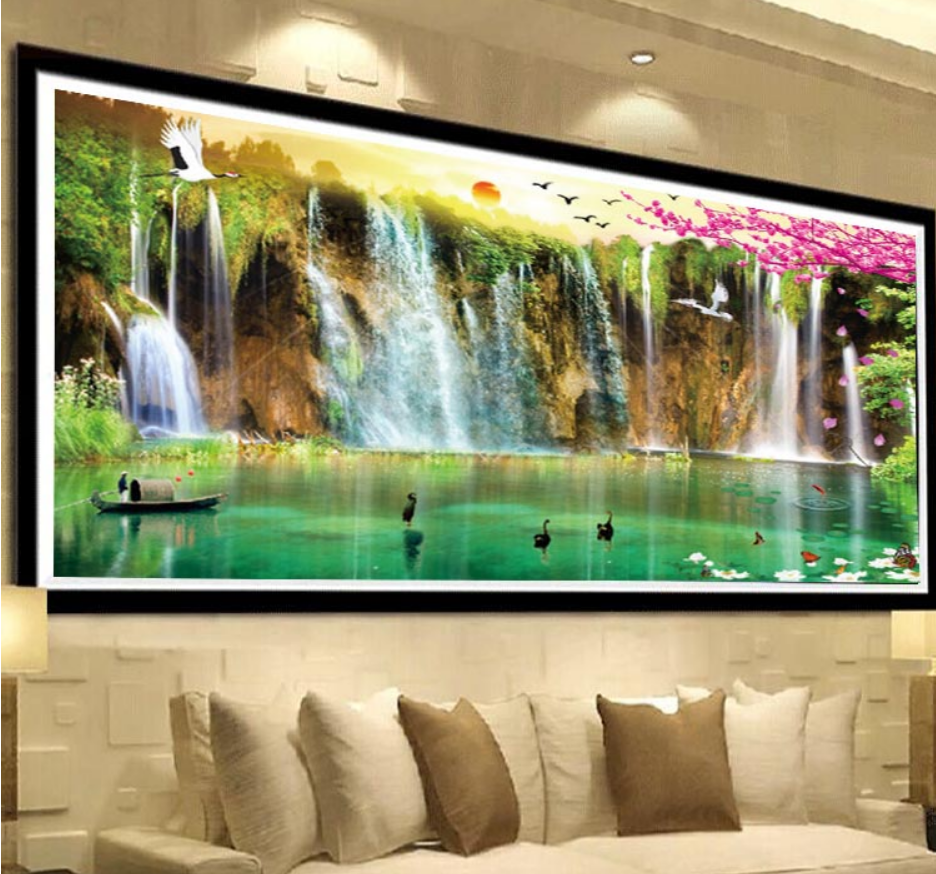Custom wallpaper 3d murals flowing water and wealth Rising Sun Dongsheng welcoming pine landscape painting