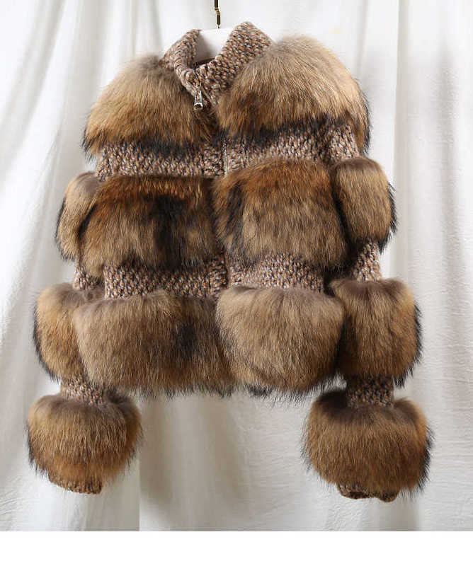 OFTBUY Winter Jacket Women Parka Real Fur Coat Natural Raccoon Fur Woolen Coat Bomber Jacket Korean Streetwear Oversize 210927
