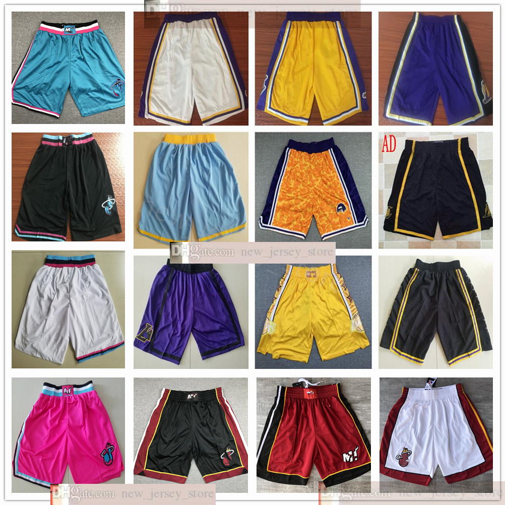 Top Quality ! Stitched New Basketball Shorts New Men Sport Shorts College Pants White Black Blue Pink Yellow Purple Sport Shorts S-XXL