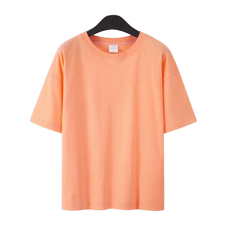 Summer T-Shirts Women Short Sleeve Lovers T shirt 100% Cotton Loose Lady Tops Tees Casual Solid Color Plus Size White 210306