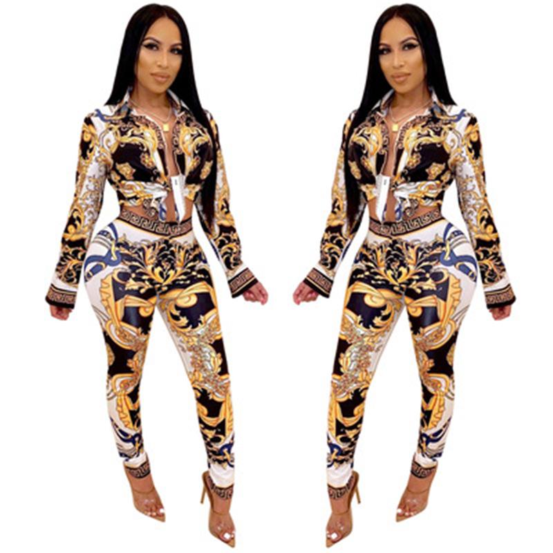 Women Chain Pattern Tracksuits Fashion Trend Long Sleeve Cardigan Bandage Shirt Trousers Suits Female Spring Casual Loose 2Pcs Sets J2107, Yellow
Women Chain Pattern Tracksuits Fashion Trend Long Sleeve Cardigan Bandage Shirt Trousers Suits Female Spring Casual Loose 2Pcs Sets J2107, Yellow