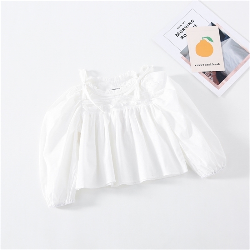 Girls fashion white puff sleeve cotton blouses 1-5 years baby girl loose all-match Tops 210708
Girls fashion white puff sleeve cotton blouses 1-5 years baby girl loose all-match Tops 210708