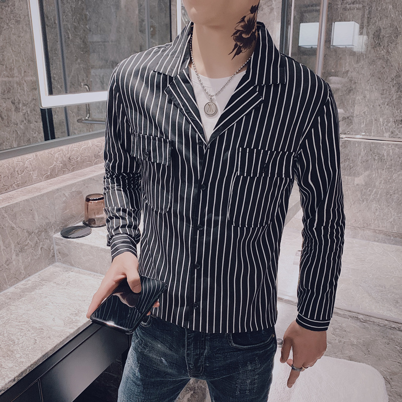 New Primavera Nova 2021 Moda Masculina Listrado Camisas De Manga Longa Frente Bolsos Duplos Turn Down Collar Magro Ajuste Casual Blusa Homme, Black
New Primavera Nova 2021 Moda Masculina Listrado Camisas De Manga Longa Frente Bolsos Duplos Turn Down Collar Magro Ajuste Casual Blusa Homme, Black