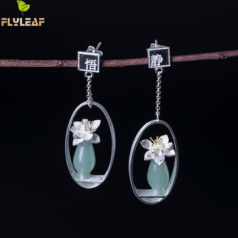 Dangle & Chandelier Flyleaf Natural Jade Gold Flower Drop Earrings For Women 100% 925 Sterling Silver Chinese Style Vintage Jewelry
Dangle & Chandelier Flyleaf Natural Jade Gold Flower Drop Earrings For Women 100% 925 Sterling Silver Chinese Style Vintage Jewelry