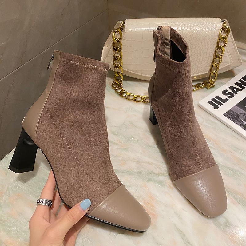 Boots 2021 Fashion Women Stretch Fabric Flock Sock Square Toe Yarn Elastic Suede Ankle Designer 7cm Block High Heels Shoes, Black
Boots 2021 Fashion Women Stretch Fabric Flock Sock Square Toe Yarn Elastic Suede Ankle Designer 7cm Block High Heels Shoes, Black