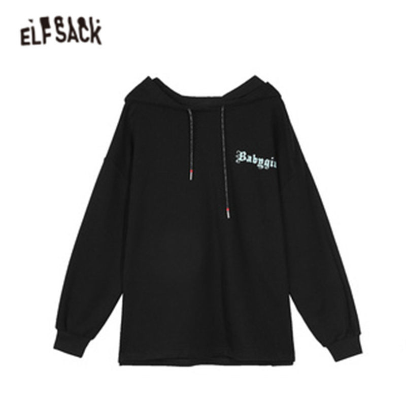 ELFSACK x NEIMY Harajuku Witch Print Casual Oversize Hoodies Sweatshirt Women, Autumn Korean Female,Daily Cute Graphic Top 201217