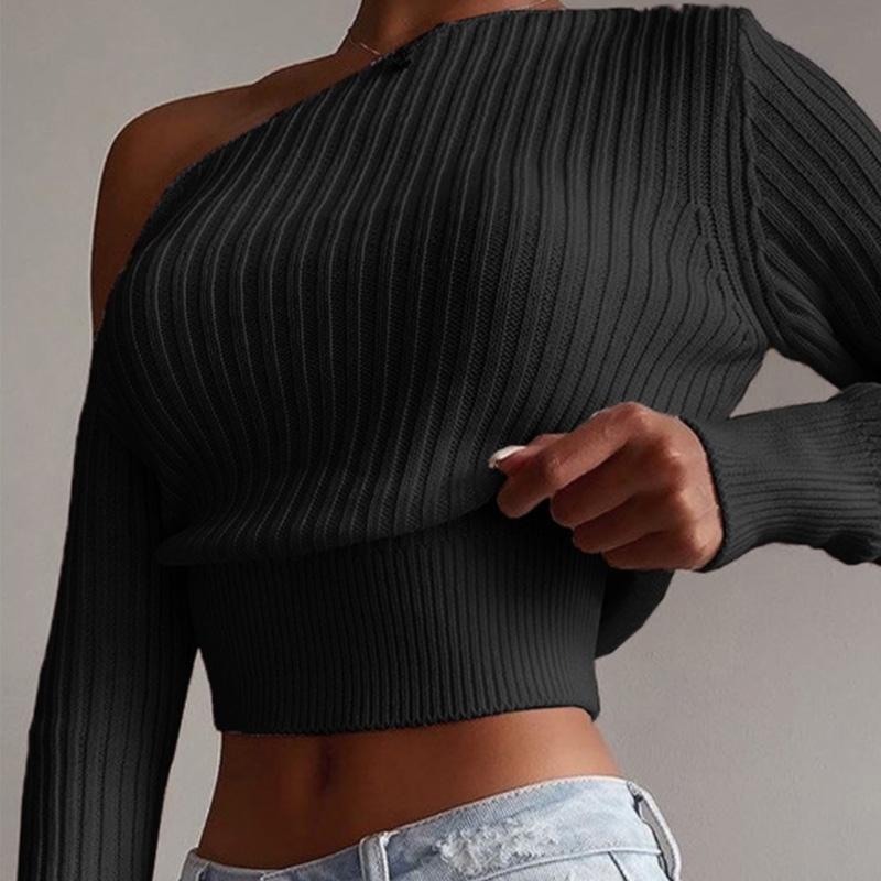 Women' sweater autumn fashion solid color knitted pullover sweater women' casual long-sleeved crop top, Black
Women' sweater autumn fashion solid color knitted pullover sweater women' casual long-sleeved crop top, Black