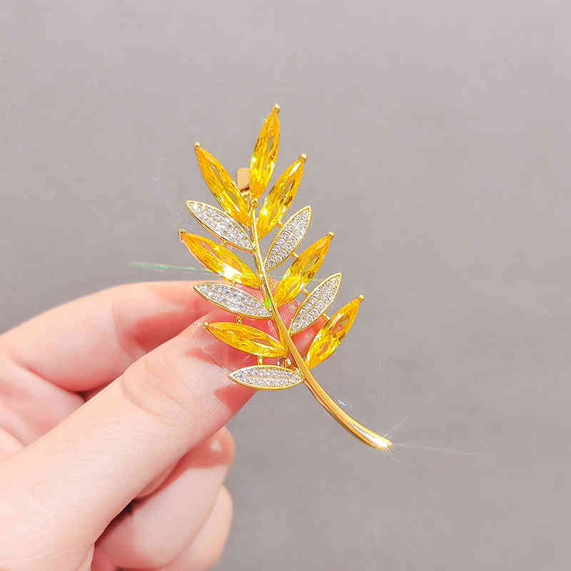 Temperament Personality Diamond Studded Wheat Ear Brooch 2021 Fashion High-grade Women's Fixed Clothes Pin Sweater Accessories