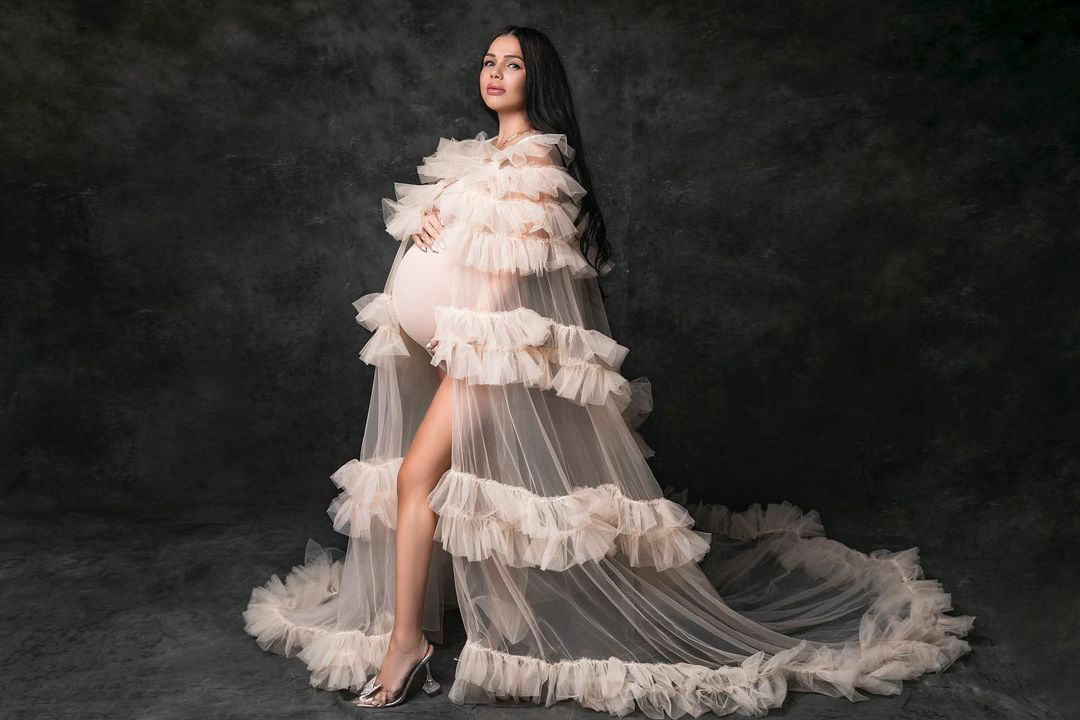 Sexy See Through Tulle Sleepwear Maternity Dresses for Photography Sheer Pregnant Woman Dress Photo Shoot Robes Nightgowns Robe