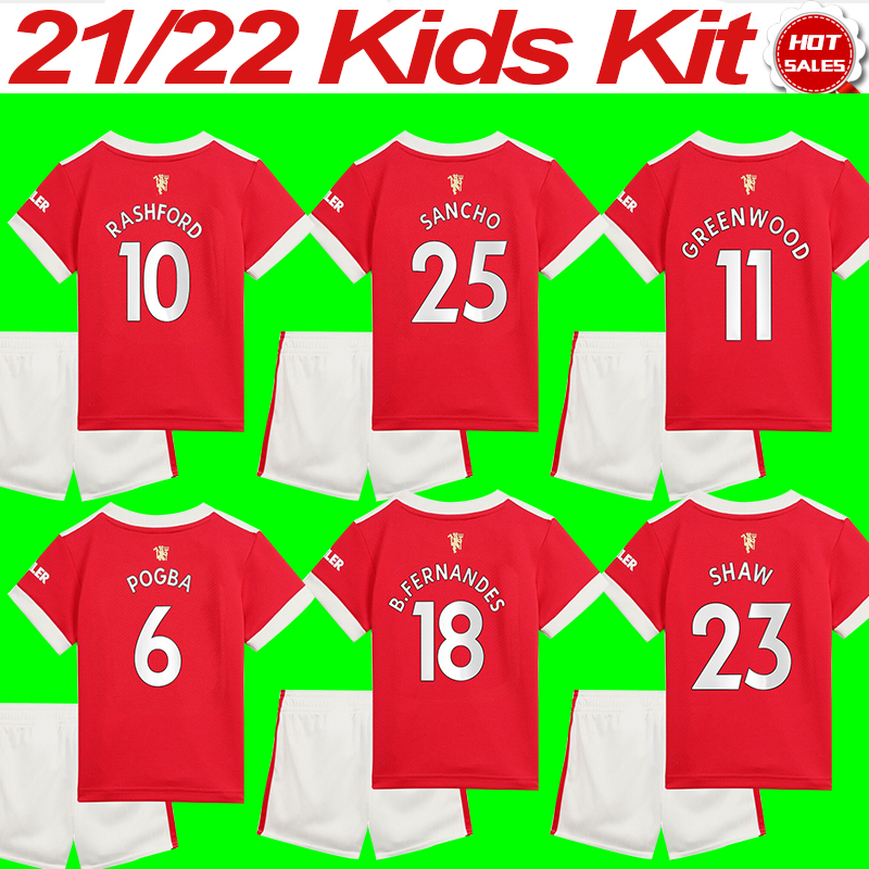 Football Jerseys #25 SANCHO #11 GREENWOOD Kids kit Home Red soccer jersey 21/22 #18 B.FERNANDES #10 RASHFORD Child Soccer shirt 2021/2022 #6 POGBA #14 LINGARD Uniform Boys, No name no number
Football Jerseys #25 SANCHO #11 GREENWOOD Kids kit Home Red soccer jersey 21/22 #18 B.FERNANDES #10 RASHFORD Child Soccer shirt 2021/2022 #6 POGBA #14 LINGARD Uniform Boys, No name no number
