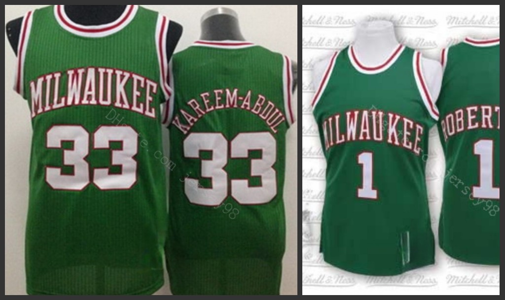 MilwaukeeBucksmen #1OscarRobertson #33KareemAbdul-Jabbar retro BasketballJersey, Black
MilwaukeeBucksmen #1OscarRobertson #33KareemAbdul-Jabbar retro BasketballJersey, Black