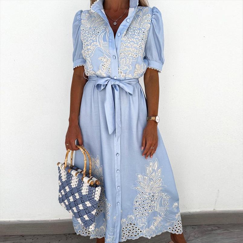 summer puff sleeve hollow out women dress shirt casual elegant patchwork embroidery lace long up belted party dresses, Black;gray
summer puff sleeve hollow out women dress shirt casual elegant patchwork embroidery lace long up belted party dresses, Black;gray