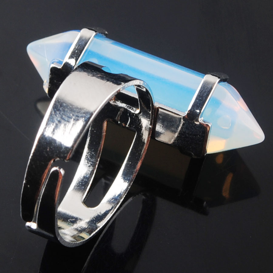 WOJIAER Hexagon Rings Natural Turquoise Lapis Lazuli Gem Stones Healing Reiki Chakra Beads Ring 20mm (0.8") Adjustable BX302