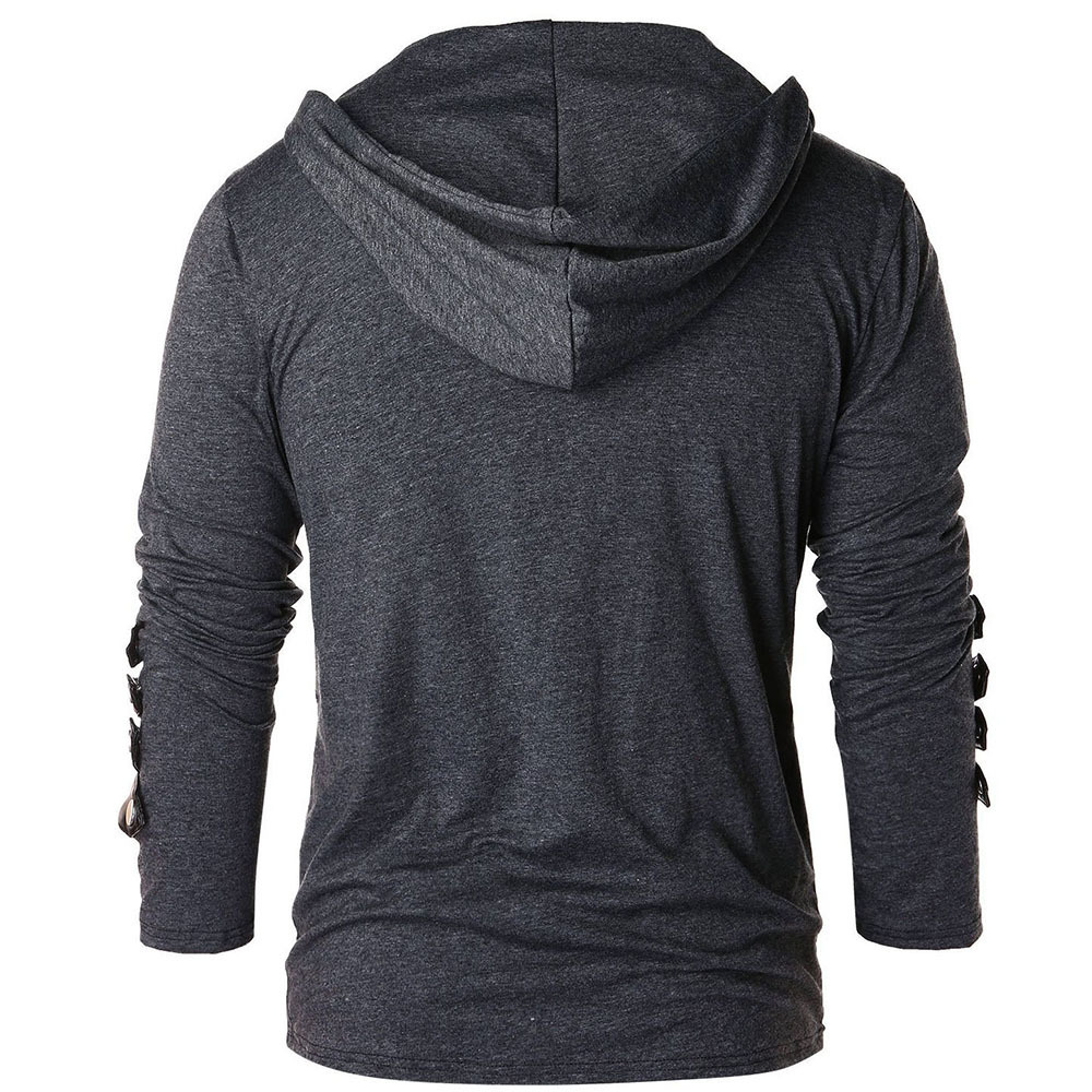 Men Hoodie Plus Size Punk Pu Leather Long Sleeve Lace Up Black Blue Streetwear Gothic Casual Hooded Sweatshirt Spring Tops 201103