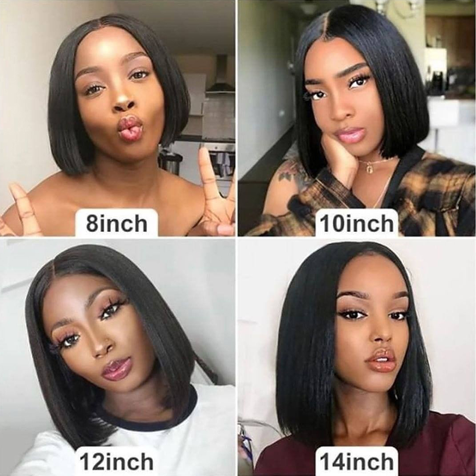 Middle Part Short Bob Lace Front Wig For Women With Baby Hair Jet Black Color Synthetic Wigs Natural Hairline