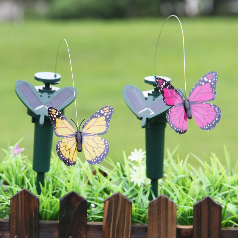 Solar Power Dancing Flying Butterflies Garden Decorations Fluttering Vibration Hummingbird Fly Birds GardenYard Decoration Funny Toys WLL141