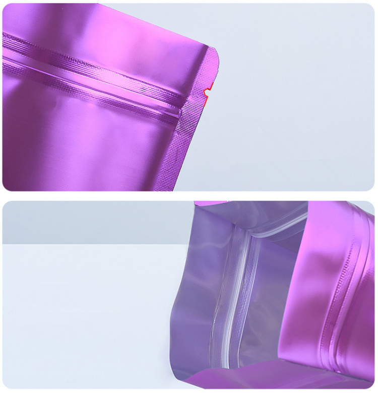 100pcs Stand up Matte Purple Window Zip Lock Aluminum Foil Bag Resealable Meat Coffee Powder Snack Nuts X-mas Wedding Gifts Heat Sealing Packaging Pou