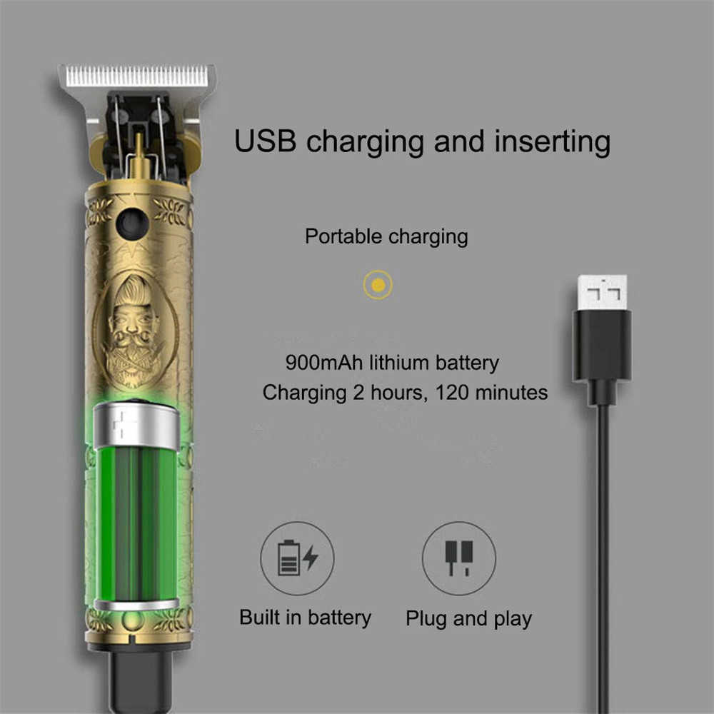 Electric Hair Trimmer USB Rechargeable Waterproof 0mm Baldheaded Hair Clippers Zero Gap Men Beard Trimmer Hair Cutting Machine X0625