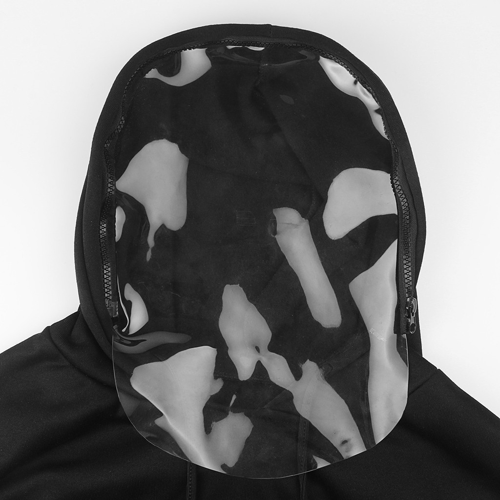 Shield Hooded Asymmetric Hoodie Fleece Full Face Covering Top Zip For Hoodies Sweatshirt Long Sleeve Basic Winter Warmth 201211