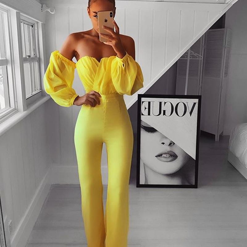 Women's Jumpsuits & Rompers Yellow Fashion Chiffon Long Sleeve Women Sexy Off Shoulder Bodycon Bandage Solid Color Celebrity Party Jumpsuit
Women's Jumpsuits & Rompers Yellow Fashion Chiffon Long Sleeve Women Sexy Off Shoulder Bodycon Bandage Solid Color Celebrity Party Jumpsuit