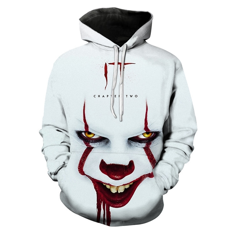 Horror Movie IT Clown 3D Print Hoodie Funny Pullover joker sweatshirt Hip Hop Sudadera hombre coat winter jacket men harajuku 201020