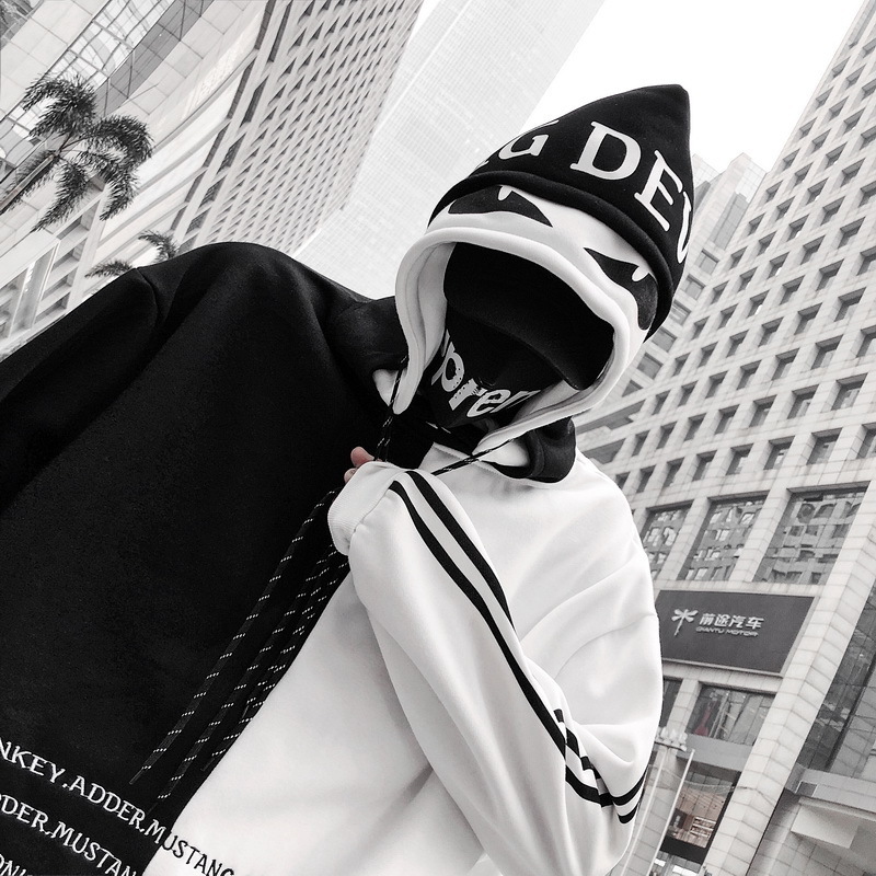 High quality stitching double cap men and women couple hoodies sweatshirts for men Hood Harajuku High Street Loose Street wear 201020