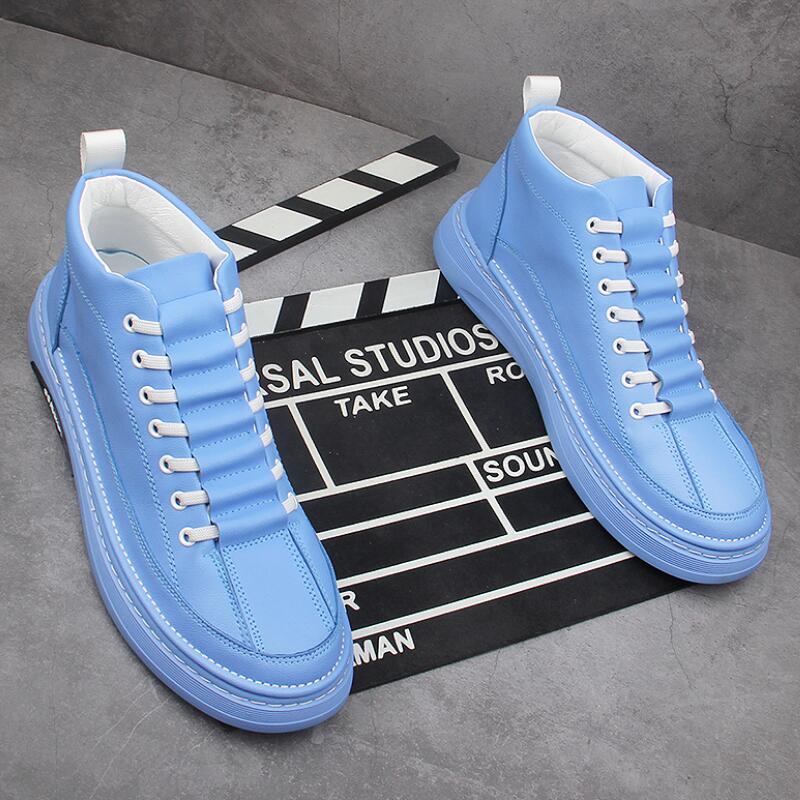 Men's shoes The new color high-top shoes trend versatile slats lace-up flats crease resistant casual shoe Zapatos Hombre Ankle Boot A7