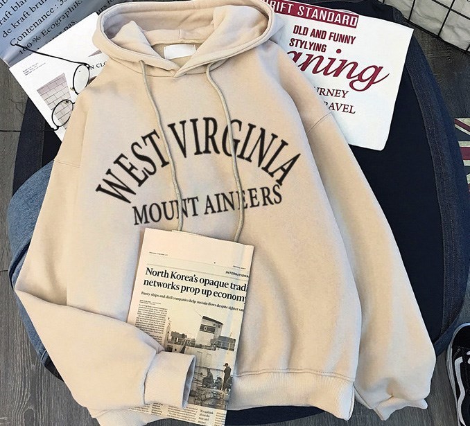 Women Winter Hoody Sweatshirt Letter 'west Virginia' Lady Pullover Harajuku Loose Student Wild Long Sleeve Female Coat Tops 201217