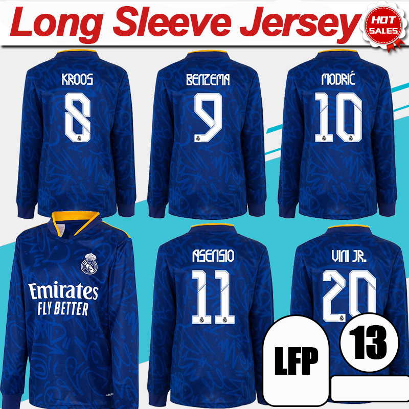 Long Sleeve Camiseta Real Madrid Soccer Jersey 21/22 Men Adult BENZEMA MODRIC SRERGIO RAMOS KROOS Away Blue Soccer Shirt 2021/2022 Fans Version Football Uniforms, No patch
Long Sleeve Camiseta Real Madrid Soccer Jersey 21/22 Men Adult BENZEMA MODRIC SRERGIO RAMOS KROOS Away Blue Soccer Shirt 2021/2022 Fans Version Football Uniforms, No patch
