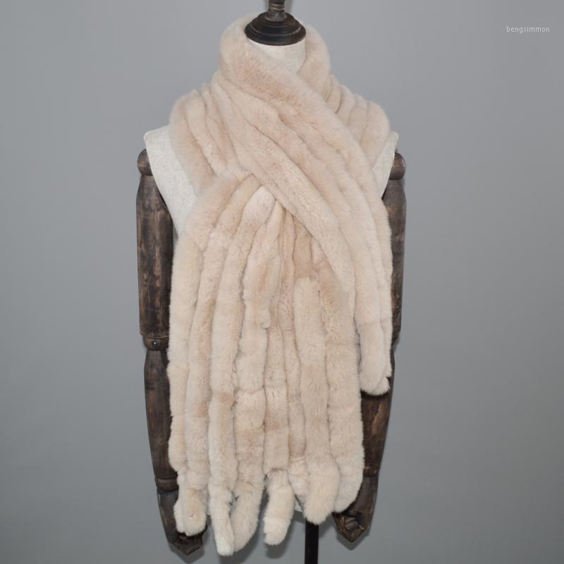 Scarves Long Style Women Real Rex Fur Scarf Warm Soft Warp Quality Fashion Tassel Shawl
