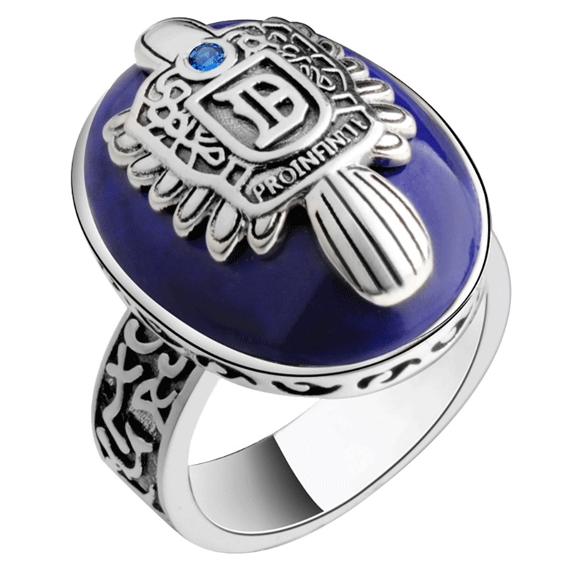 925 silver vampire diaries with thai silver lapis lazuli wide edition, aggressive and fashionable men's food ring, Black
925 silver vampire diaries with thai silver lapis lazuli wide edition, aggressive and fashionable men's food ring, Black