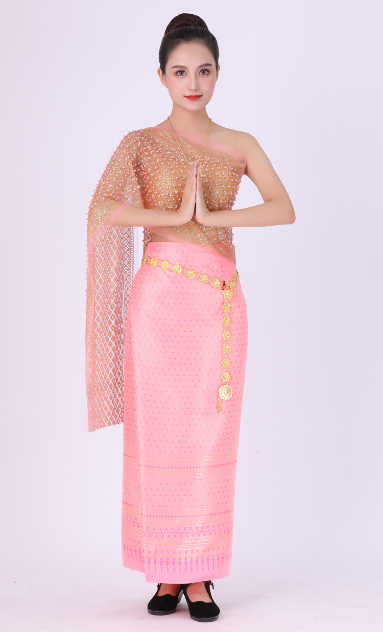 Traditional Thailand ethnic Costume Slim Sexy Wrapped Chest suit Thai Women classical dress vintage asian clothing festival stage wear