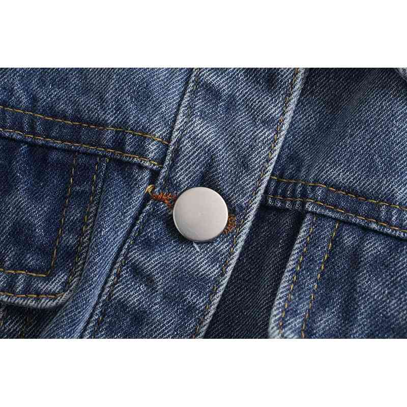 [DEAT] Women Denim Shirt Single-breasted Solid Color Turn-down Collar Short Sleeve Tops Fashion Spring Summer 13D071 210527 - view 6