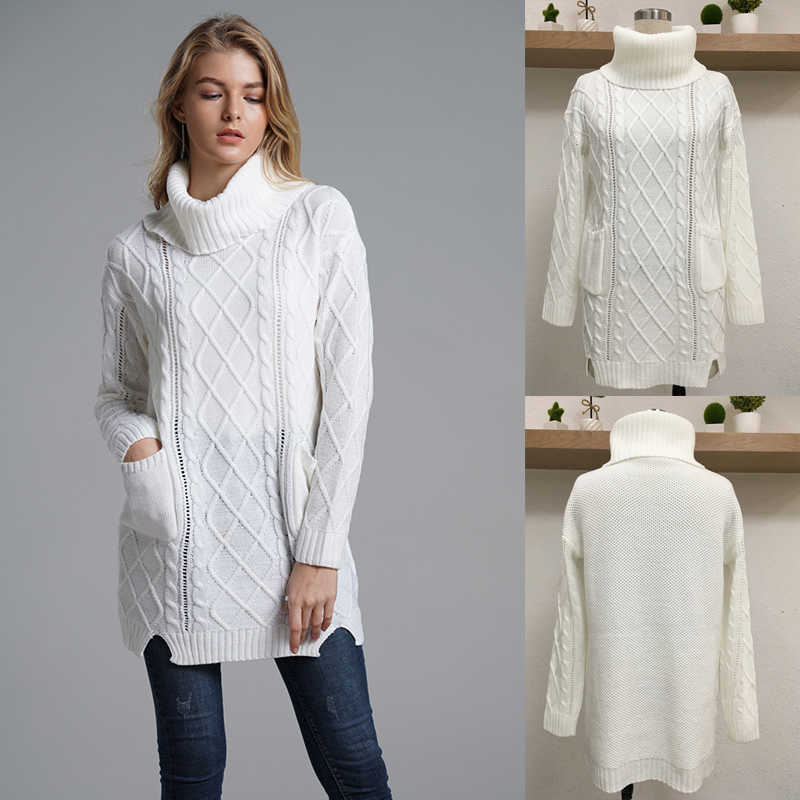 Women's sweater winter solid color loose warm high collar pullover fashion long casual 210527
Women's sweater winter solid color loose warm high collar pullover fashion long casual 210527
