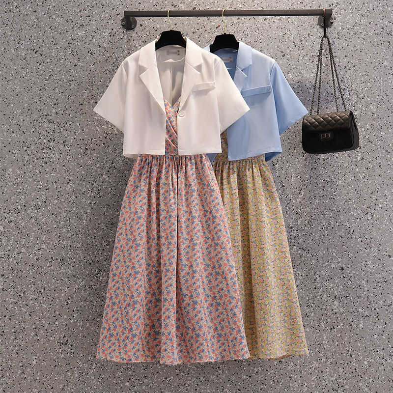 2021 Large Women's Summer Foreign Style Blazer Two Piece Suit