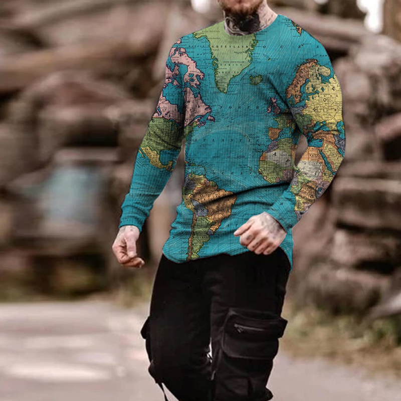 World map Mens 3D Print T-shirt Visual Impact Party Top Streetwear Round Neck High Quality Long Sleeves Designer Plus Size Print Daily Tops, Picture1
World map Mens 3D Print T-shirt Visual Impact Party Top Streetwear Round Neck High Quality Long Sleeves Designer Plus Size Print Daily Tops, Picture1