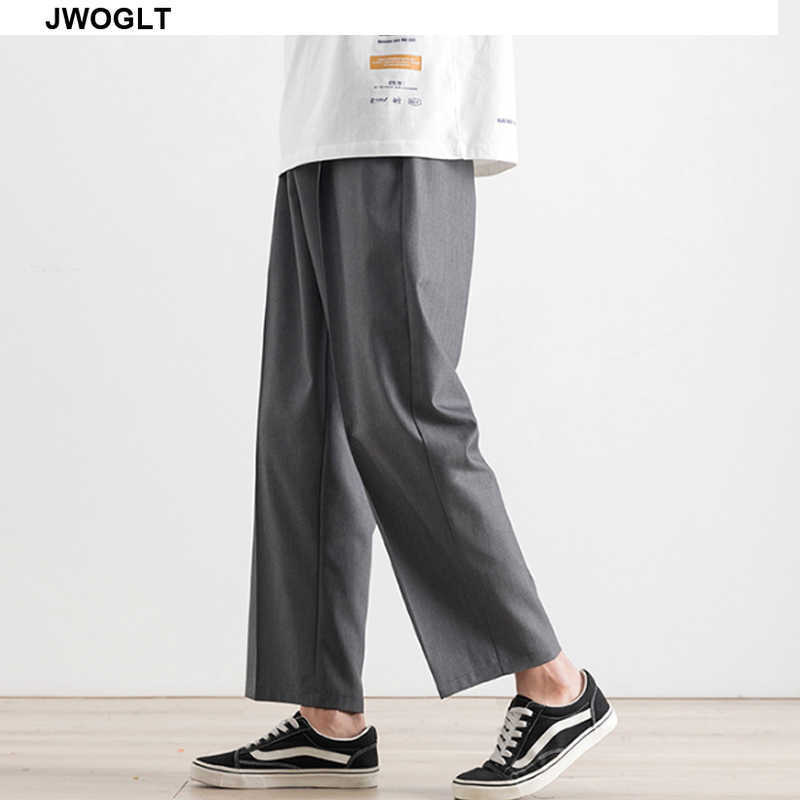 Summer Korean Fashion Men Pants Streetwear Hipster Black Gray Button Fly Straight Ankle-Length Harajuku Janpan Trousers 210528