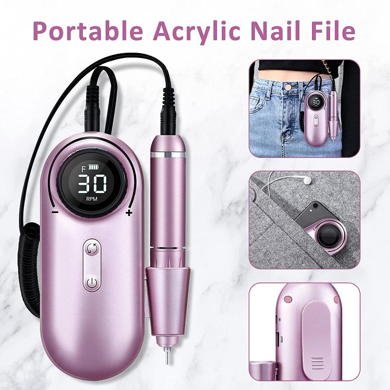 Nail Drill & Accessories Cordless Machine 30000RPM Manicure Pedicure Rechargeable Electric File Acrylic Tools For Salon Home Use