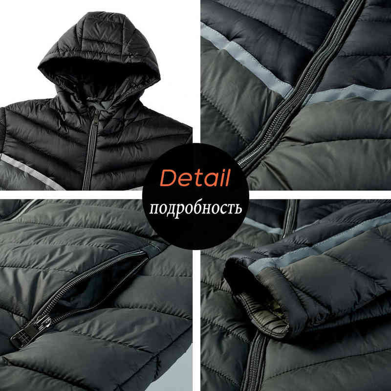 TFU Men's Winter Casual Windproof Hood Patchwork Warm Parkas Jackets Coat Men Autumn Classic Outfits Thick Parka Jacket 211214Z