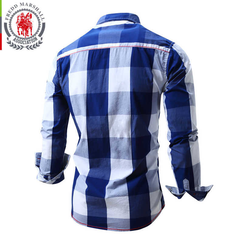 FREDD MARSHALL Plaid Shirt Men Shirts Men Dress Long Sleeves Pure Cotton Camisa Masculina Casual Mens Shirts Para Hombre FM099 210527