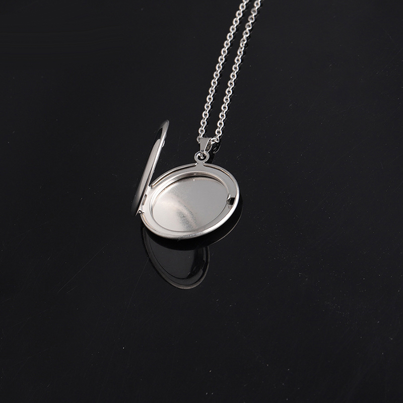 Round Shaped Photo Frame Pendant Necklace Gold Silver Color Stainless Steel Picture Locket Pendant Necklace Couple Jewelry Gifts