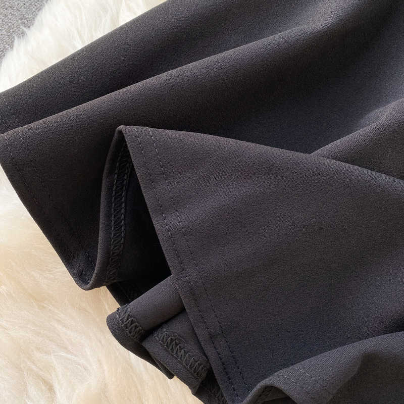 DEAT Summer Arrivals Solid Color Short Sleeve V-neck Bra Waist Slim Patchwork Temperament Sexy Dress MZ688 210709