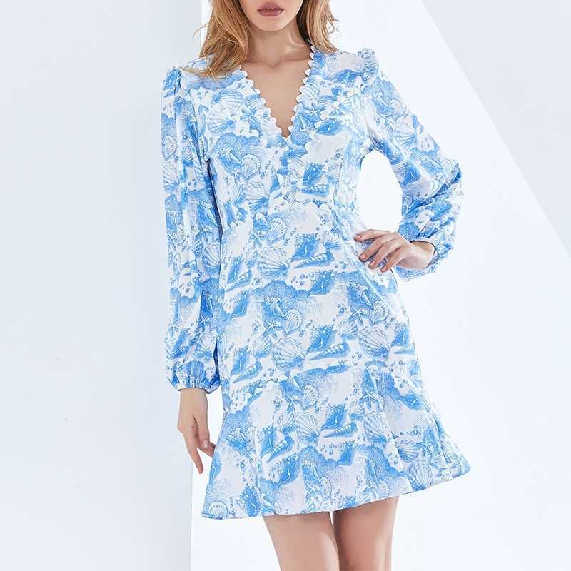 Spring Long Sleeve V-neck Women Short Dresses Vintage Print Puff Sleeve Ruffles Femme Robe Casual Loose Patchwork Female Vestido 210525, Blue
Spring Long Sleeve V-neck Women Short Dresses Vintage Print Puff Sleeve Ruffles Femme Robe Casual Loose Patchwork Female Vestido 210525, Blue